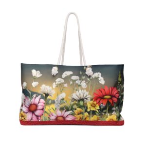 Wildflower Sunset Artistry Weekender Tote Bag - Colorful Floral Elegance - Perfect Gift Idea for Her Travel Bag