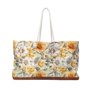 Yellow Wildflowers Print Weekender Tote Bag - Nature's Sunshine in Stylish Elegance-Gift Idea and Stylish Fashion Accessory for Travel