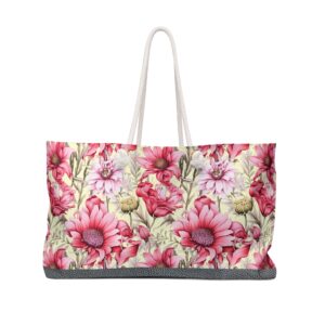 Pink Wildflowers All Over Print Weekender Tote Bag - Nature's Bloom in Stylish Fashion - Perfect Gift Idea
