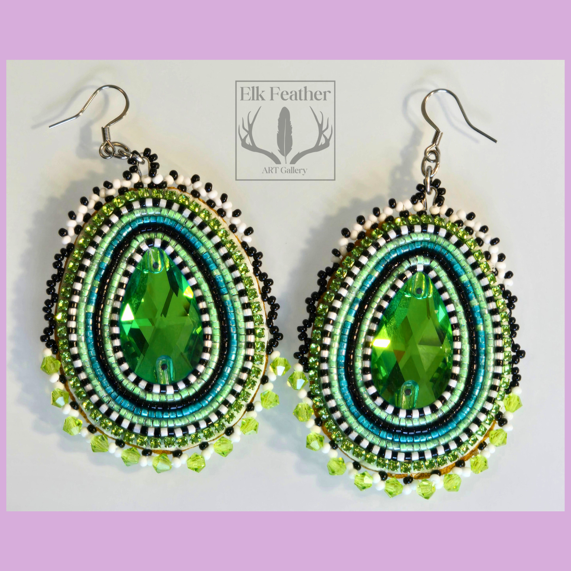 Moss & Light – Green Beaded Delica Earrings 1 Green Delica beaded earrings